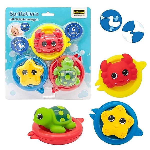 Idena Badespielzeug Spritztier-Set mit Schwimmringen 6-teilig, günstig online kaufen