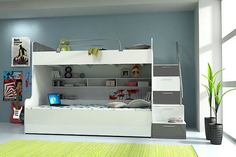 JVmoebel Etagenbett DOPPELSTOCKBETT "HOCHGLANZ" KINDER ETAGENBETT BETT SOFO günstig online kaufen