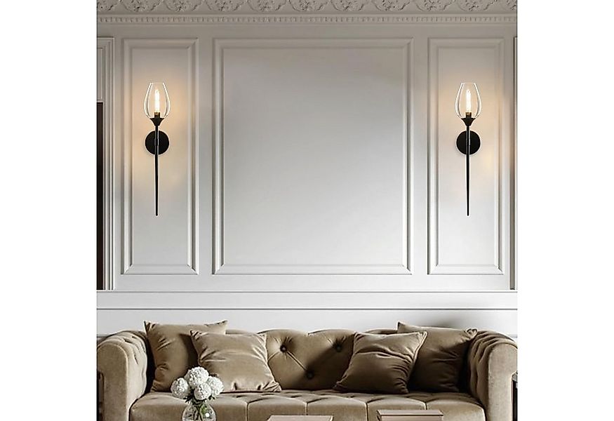 MUPOO Wandleuchte Schwarze Wandlampe aus Glas mit Lampenschirm in Weinglasf günstig online kaufen