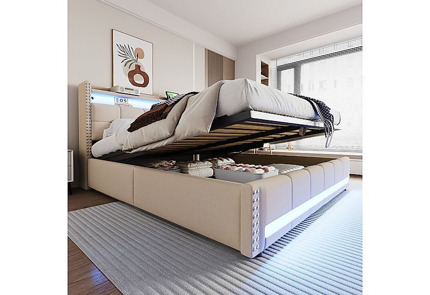 STILVORA Polsterbett 180X200 mit Bettkasten,Boxspringbett mit LED-Beleuchtu günstig online kaufen