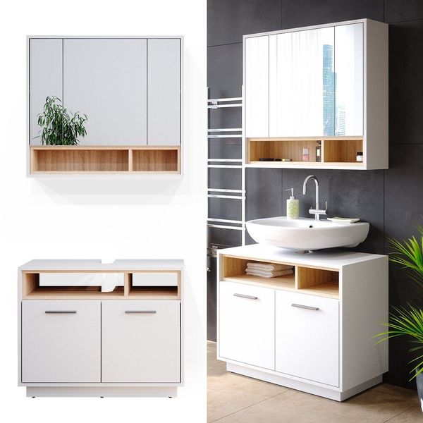 Vicco Badmöbel-Set Beatrice, Weiß/Sonoma, 2 Teile, günstig online kaufen