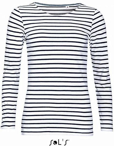 SOLS Langarmshirt Damen Longsleeve Striped T-Shirt Marine gestreift günstig online kaufen