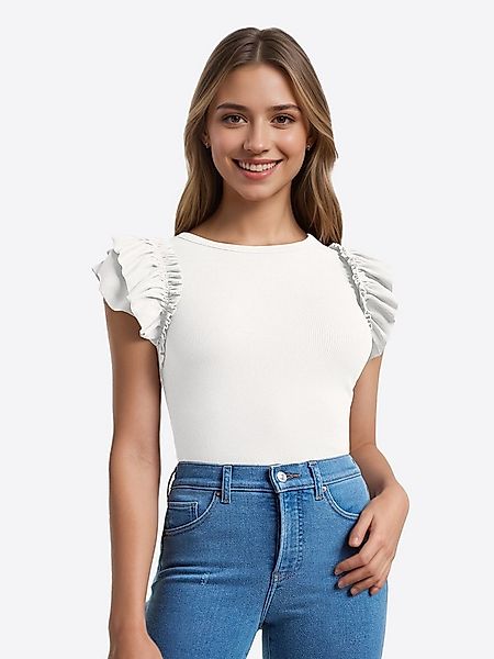 Imily Bela T-Shirt Damen Kurzarmshirt mit Rüschen (Packung, 1-tlg., 1per-Pa günstig online kaufen