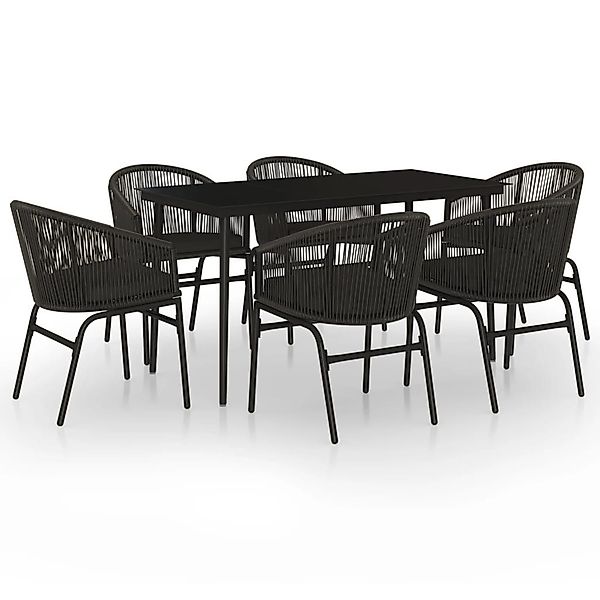 vidaXL Garten-Essgruppe 7-tlg. Garten-Essgruppe Schwarz, (6-tlg) günstig online kaufen