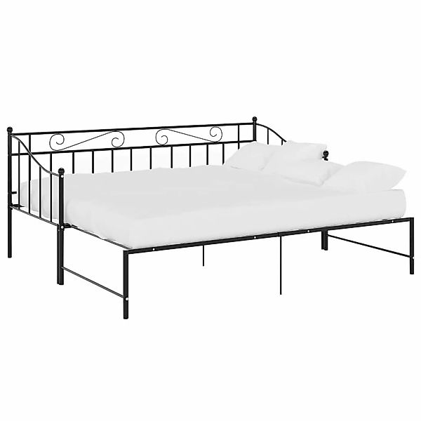 vidaXL Bett Ausziehsofa Bettgestell Schwarz Metall günstig online kaufen