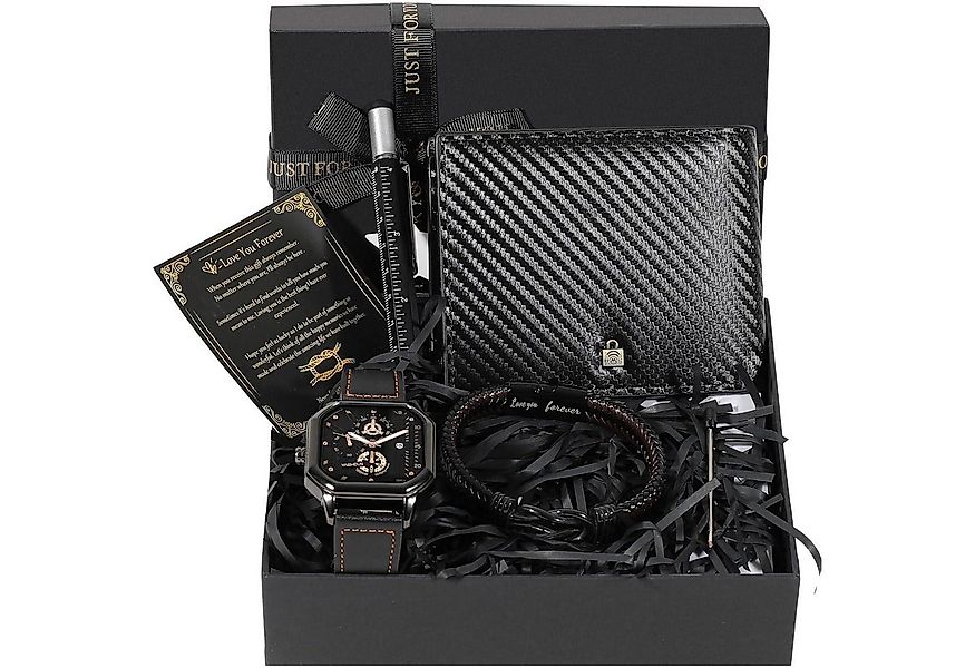 LuxusKollektion Badaccessoire-Set Armbanduhr Herren Kunstleder Quarz Gesche günstig online kaufen