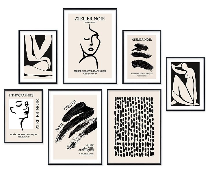 Hyggelig Home Poster Atelier Noir, Premium Poster Set OHNE & MIT Rahmen, Wa günstig online kaufen