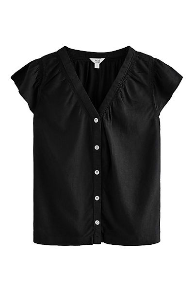 Next Kurzarmbluse Top mit Knopfleiste Rüschenärmel günstig online kaufen