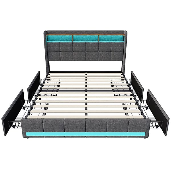 Furnishings Home Polsterbett LED Doppelbett 140x200cm, günstig online kaufen