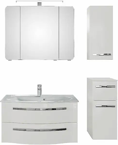 Saphir Badmöbel-Set »Serie 4005, vormontiert, Glaswaschbecken, Spiegelschra günstig online kaufen