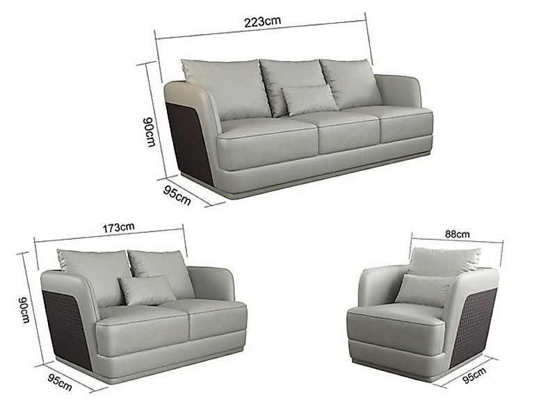 Xlmoebel Sofa 3-Sitzer Design Ledersofa in modernem Stil - XXL Couch in neu günstig online kaufen