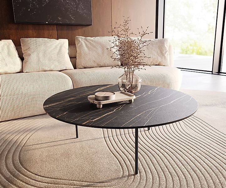 Couchtisch Edge Rund 100x100 cm Keramik Laminam® Noir Desir Braun Trive Met günstig online kaufen
