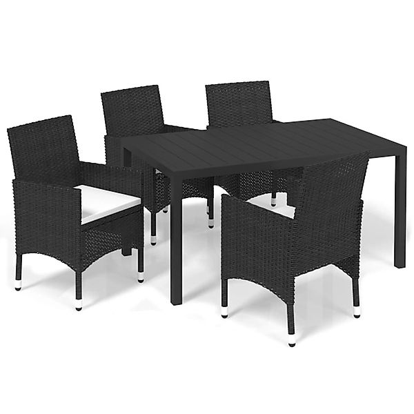 vidaXL 5-tlg Garten-Essgruppe mit Kissen Poly Rattan Schwarz Modell 17 günstig online kaufen