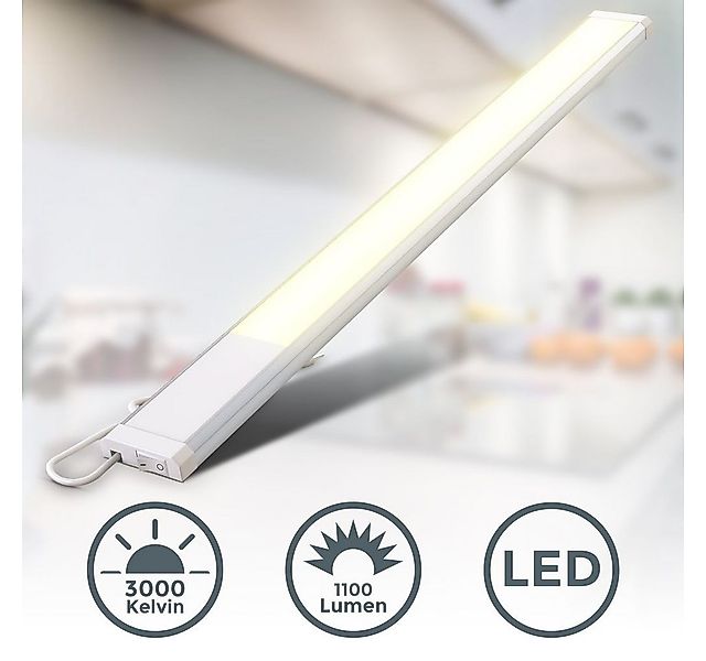 B.K.Licht LED Unterbauleuchte mit Schalter 57x4,9 cm Küche 230V weiß-silber günstig online kaufen