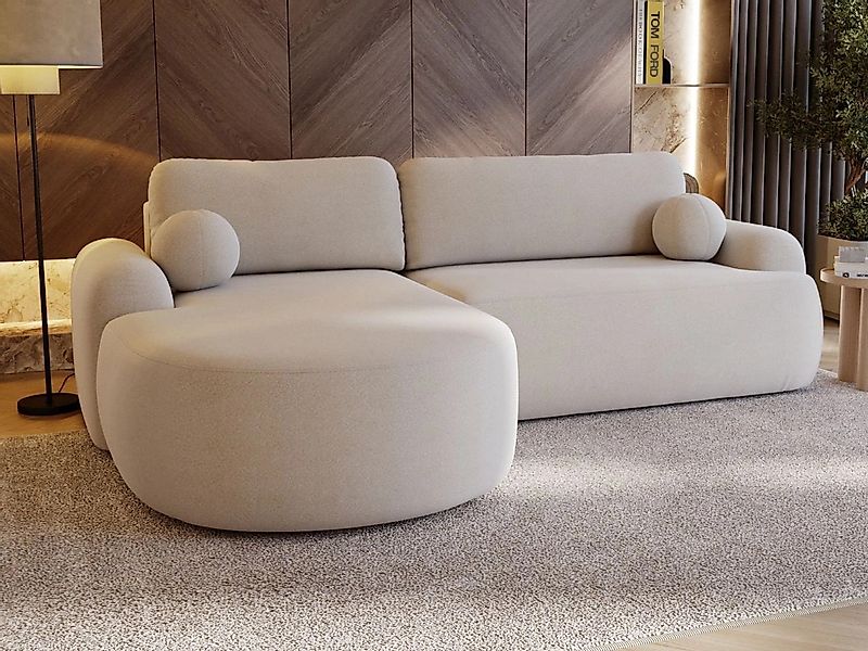 GrainGold Ecksofa L-Form AURIO mit Schlaffunktion und Bettkasten - Creme, L günstig online kaufen