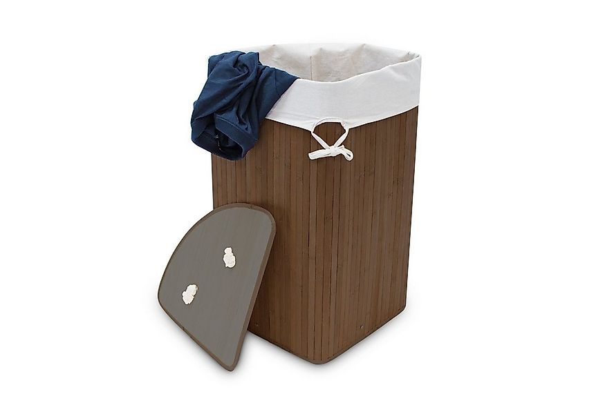 relaxdays Wäschekorb Eckwäschekorb Bambus, braun günstig online kaufen
