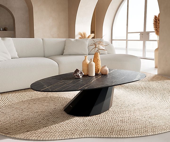 Couchtisch Edge Oval 140x75 cm Keramik Laminam® Noir Desir Braun Parabi Met günstig online kaufen