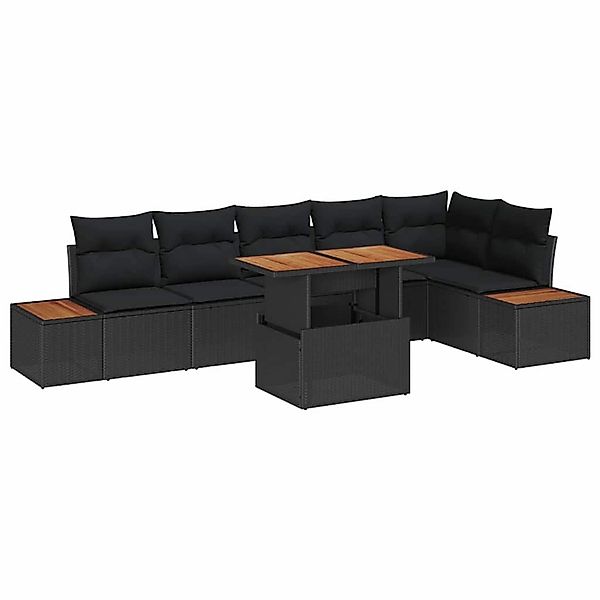 vidaXL Garten-Sofa-Set mit Speicher 7-Tlg Schwarz Poly Rattan 3358812 günstig online kaufen