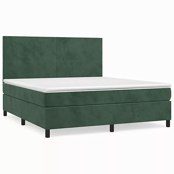 vidaXL Boxspringbett Boxspringbett mit Matratze Dunkelgrün 160x200 cm Samt günstig online kaufen