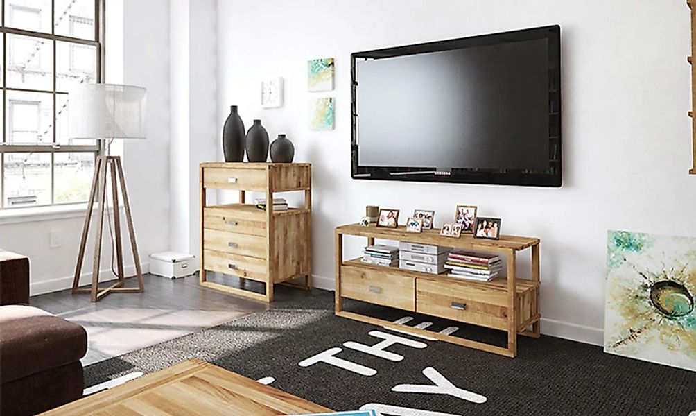 TV-Lowboard MINIMAL 2-Sk Holz massiv günstig online kaufen