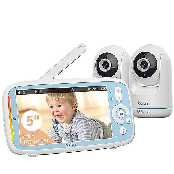 Boifun Babyphone Babyphone mit Kamera 5 " LCD PTZ 330°/135° 3×Zoom VOX Zwei günstig online kaufen