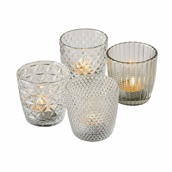 Spetebo Windlicht Glas Teelichthalter 4er transparent günstig online kaufen