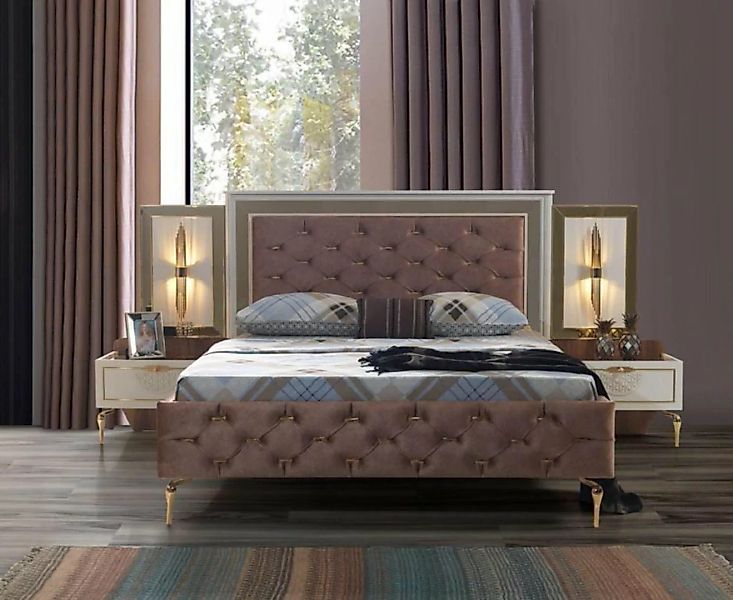 JVmoebel Bett Schlafzimmer Bett 2x Nachttische Luxus Set Komplett Design Mö günstig online kaufen