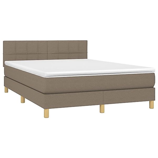 vidaXL Boxspringbett mit Matratze & LED Taupe 140x200 cm Stoff 3133721 günstig online kaufen