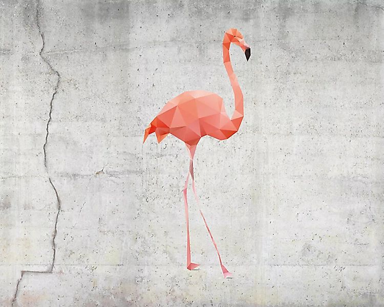 Fototapete "FlamingoConcrt" 4,00x2,70 m / Glattvlies Perlmutt günstig online kaufen