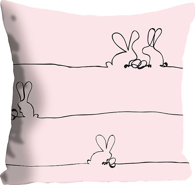 queence Dekokissen »Bunny Family rosa«, Kissenhülle,Österliches Hasenpaar,R günstig online kaufen