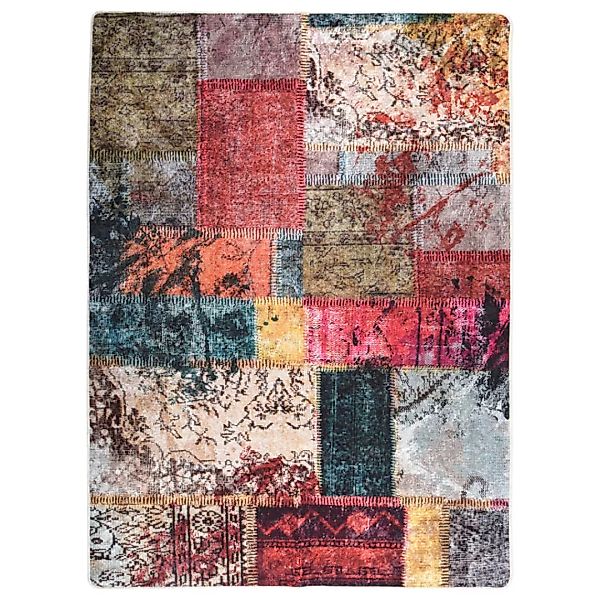 Teppich Waschbar Patchwork 120x180 Cm Mehrfarbig Rutschfest günstig online kaufen
