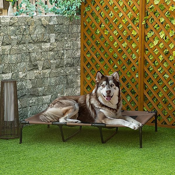 PawHut Hundebett Outdoor Hundeliege 122x92 cm, Katzenbett aus Metall & Oxfo günstig online kaufen