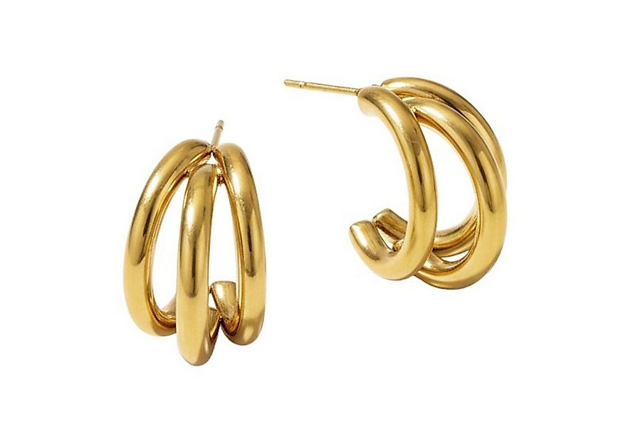 KARMA Paar Creolen 3fach Edelstahl Gold od. Ohrringe 1,8 cm (Damencreolen E günstig online kaufen