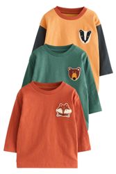 Next Langarmshirt 3er-Pack Langarmshirts mit Applikation günstig online kaufen