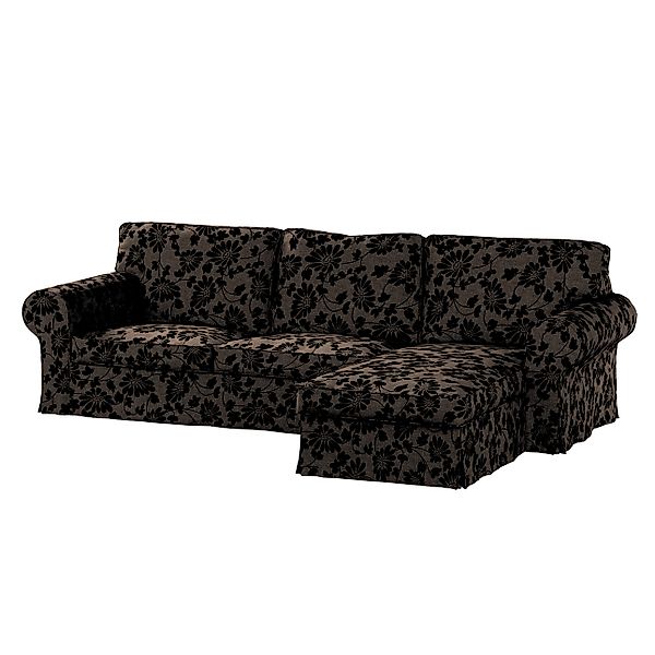 Bezug für Ektorp 2-Sitzer Sofa mit Recamiere, braun-schwarz, Ektorp 2-Sitze günstig online kaufen