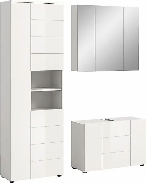 welltime Badmöbel-Set »Biel, Höhe 190 cm, Hochschrank, Unterschrank, Spiege günstig online kaufen