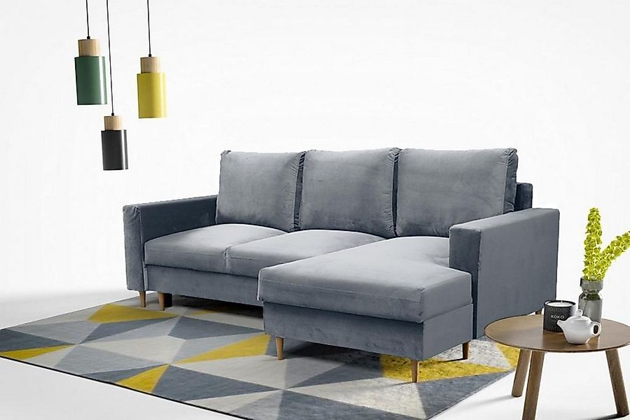 Beautysofa Polsterecke mit Schlaffunktion und Bettkasten DAVE, im Skandinav günstig online kaufen