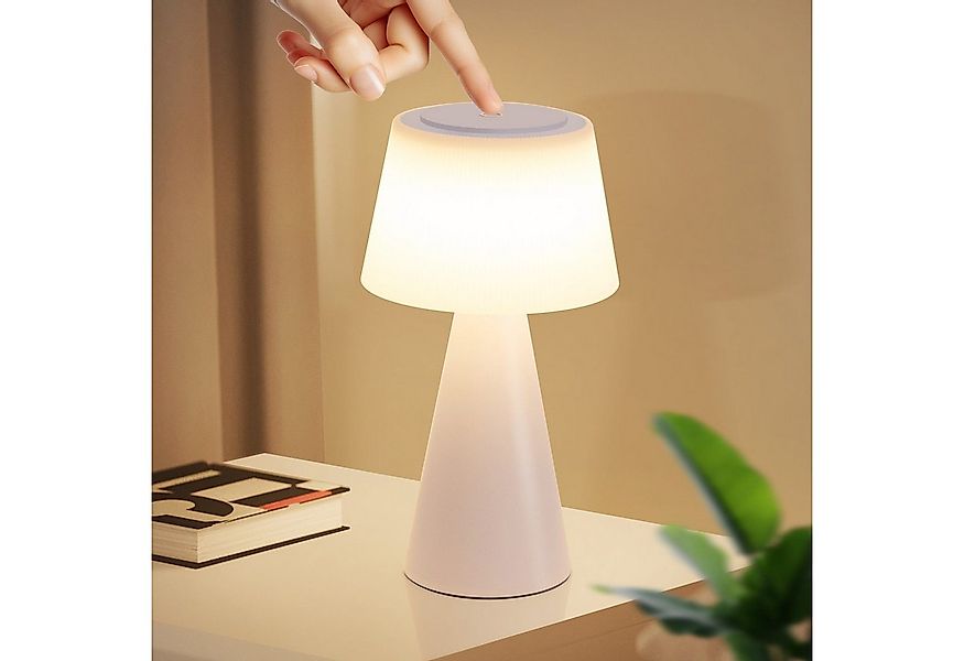Nettlife LED Tischleuchte Kabellos Touch Nachttischlampe Schwarz/Weiß Dimmb günstig online kaufen