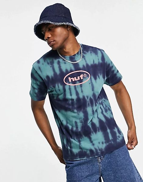 HUF – T-Shirt mit Batikmuster in Navy-Marineblau günstig online kaufen