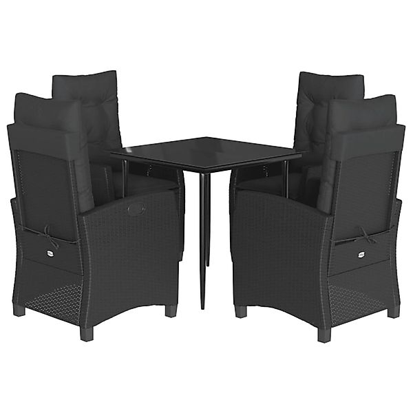 vidaXL 5-Tlg Garten-Essgruppe mit Kissen Schwarz Poly Rattan 3212743 günstig online kaufen