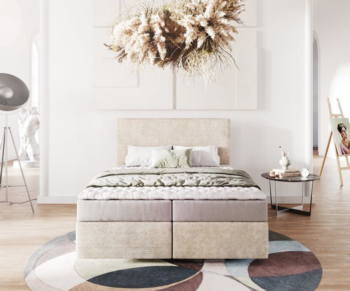 DELIFE Boxspringbett Dream-Well, Cord Beige 140x200 günstig online kaufen