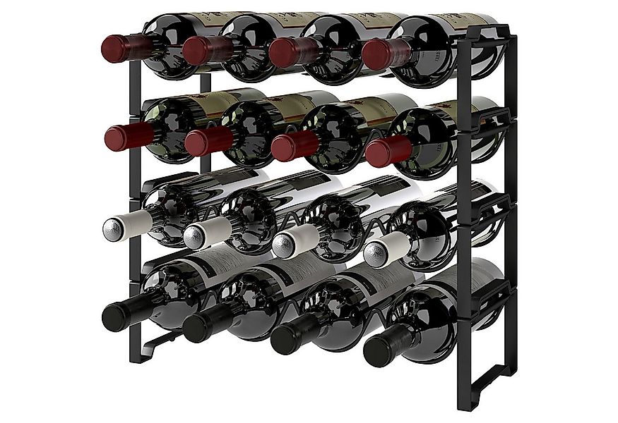 furnicato Weinregal 4-stufig, 16 Flaschen, Metall, Schwarz, 1-tlg. günstig online kaufen