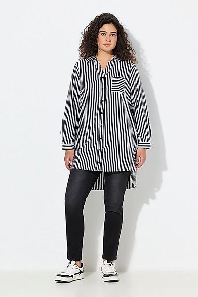 Ulla Popken Hemdbluse Hemdbluse Streifen Hemdkragen A-Linie Langarm günstig online kaufen