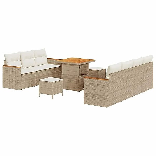 vidaXL Gartensofa-Set mit Kissen 14 Stk Beige und Creme Poly-Rattan 3364956 günstig online kaufen