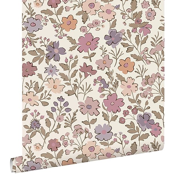ESTAhome Tapete Blumen Lila Rosa und Weiß 53 cm x 10.05 m günstig online kaufen