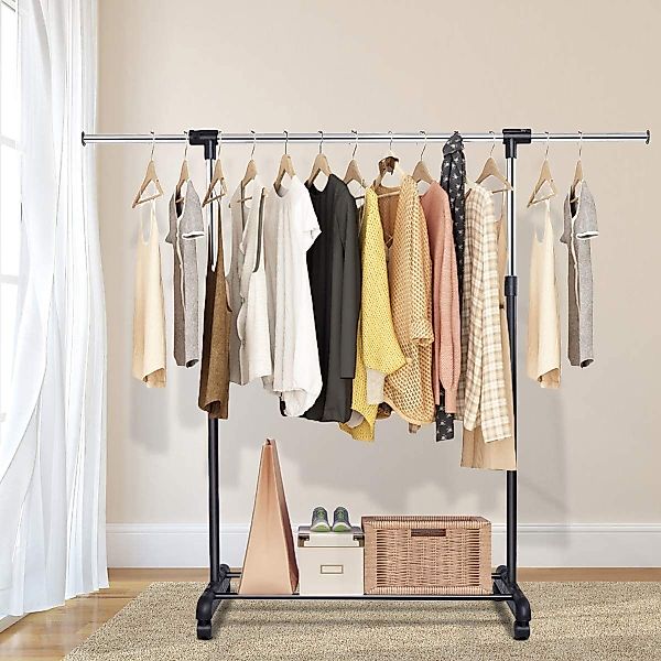 COSTWAY Kleiderständer, mit Rollen, ausziehbar (84-140cm) günstig online kaufen