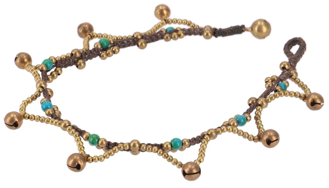 Guru-Shop Fußkette Fußkette Makramee mit Glöckchen, günstig online kaufen