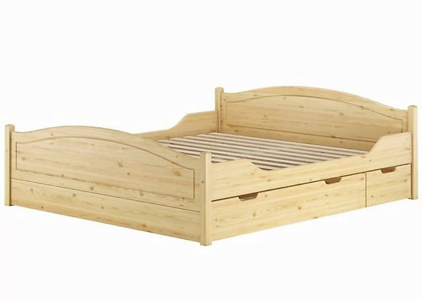 ERST-HOLZ Bett Kieferholzbett Doppelbett 180x200 massiv natur Zubehör wählb günstig online kaufen