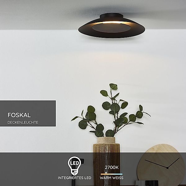 LED Deckenleuchte Foskal in Schwarz 12W 900lm 345mm günstig online kaufen