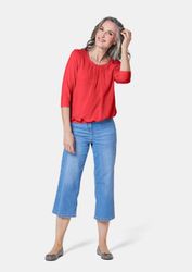 GOLDNER Kurzarmbluse Kurzgröße: Chiffon-Shirt mit 3/4-Arm, günstig online kaufen